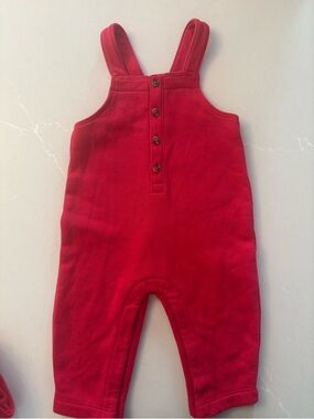 Red Fleece Button-Front BabyOveralls